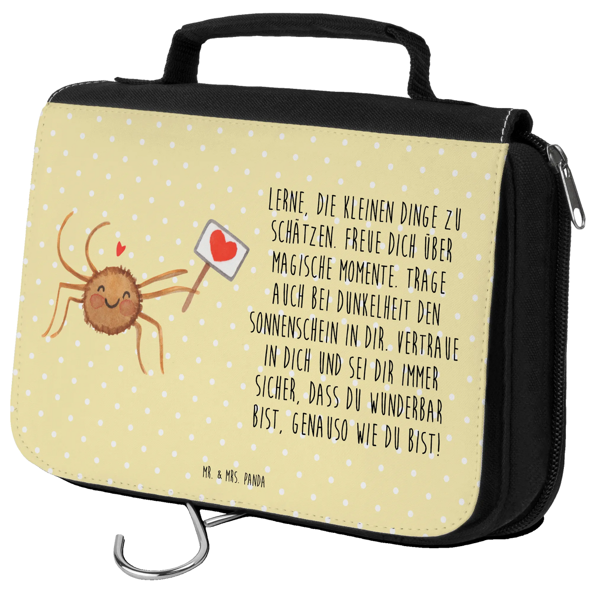 Wash bag Spider Agatha Motivation Waschbeutel, Necessaire, Make-Up Tasche, Kulturtasche, kulturtäschchen, beauty case, Schminkbeutel, beautycase, Reise-Kulturtasche, hygienetasche, duschbeutel, Kulturbeutel, kosmetiktäschchen, hygienebeutel, Schminktasche, Waschtasche, Toilettentasche, Reisebeutel, Kosmetikbeutel, badtasche, Kosmetiktasche, Spinne Agathe, Agathe, Videos, Merchandise, Spinne, Liebe, Vertrauen, Motivation, Dankeschön, Glück