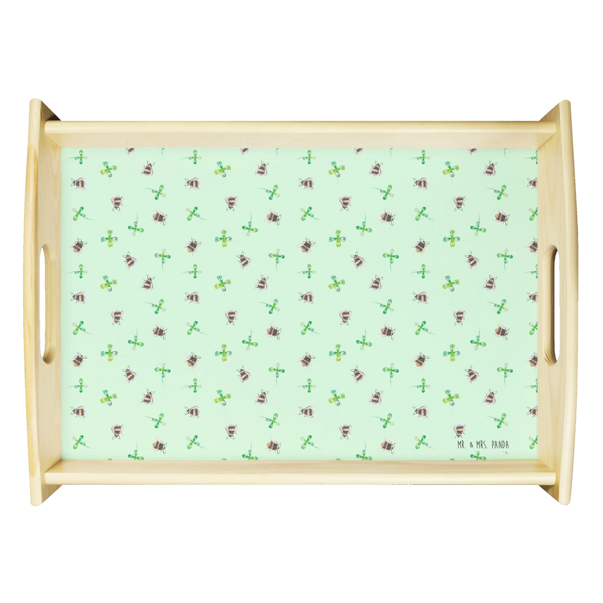 Serving tray bumblebees shamrock breakfast tray, tray, serving tray, wooden tray, kitchen tray, small animals, cute, funny, cute animal motives, hand drawn, small world, funny sayings, good mood, happy, gifts, gift ideas, special gifts, animal lover, card, be happy, bumblebee, saying beautiful, saying positive, saying happy, bee, bee decoration, become happy