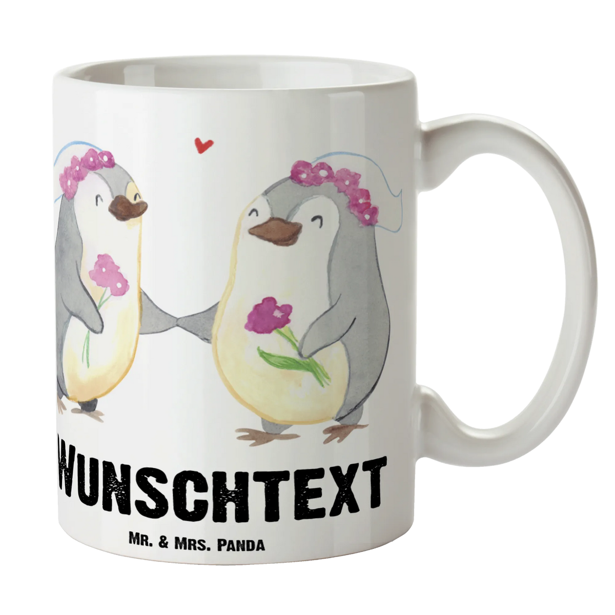 Personalised cup penguins Lesbian Pride Wedding, marriage, gifts