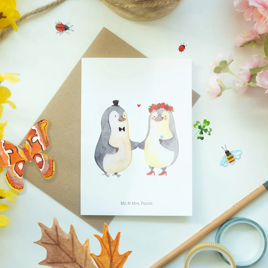 Greetings card Marriage penguin folding card, invitation card, greeting card, wedding card, birthday card, Wedding, marriage, gifts, penguins, wedding, wedding day, wedding gift, gift idea wedding, guest gift, penguin
