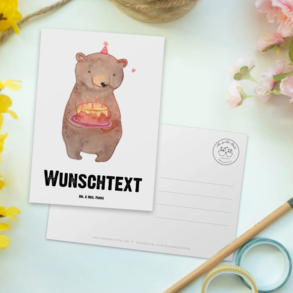 Personalizowana kartka pocztowa urodziny Misiowy tort Urodziny, prezent urodzinowy, prezent