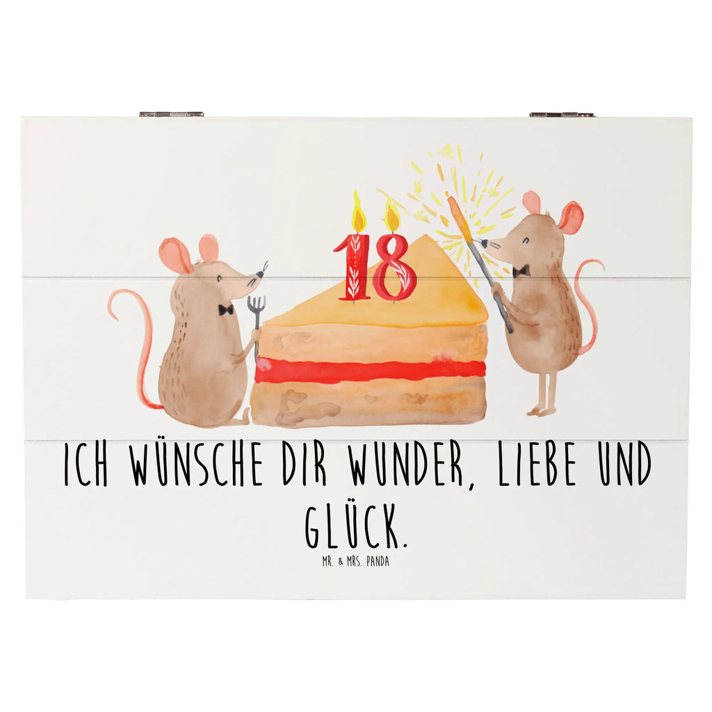 Holzkiste 18. Geburtstag Mäuse Kuchen Erinnerungsbox, Schatulle, Truhe, Kiste, Schatzkiste, Geschenkbox, XXL, Holzkiste, Geschenkdose, Erinnerungskiste, Dekokiste, Aufbewahrungsbox, Geburtstag, Geburtstagsgeschenk, Geschenk, Geburtstage, Maus, Geburtstagsfeier, Happy Birthday