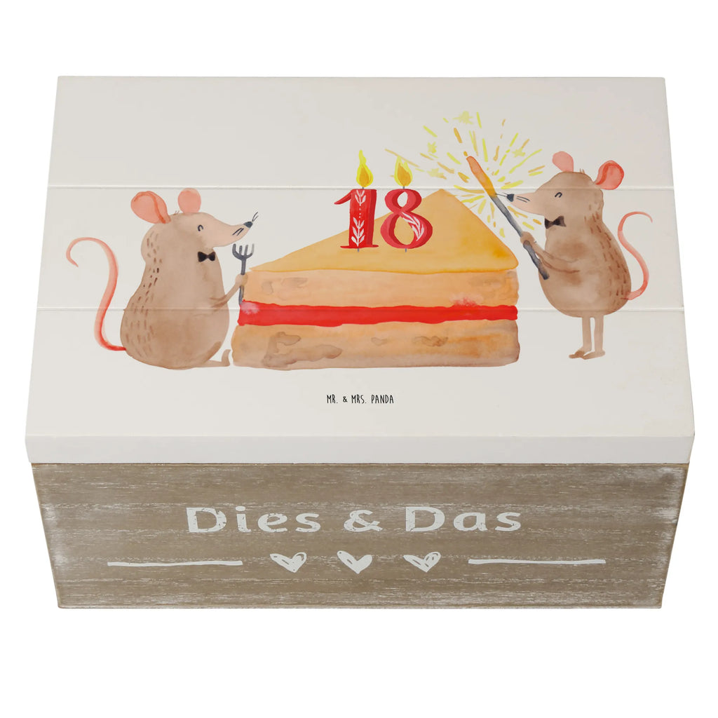Holzkiste 18. Geburtstag Mäuse Kuchen Erinnerungsbox, Schatulle, Truhe, Kiste, Schatzkiste, Geschenkbox, XXL, Holzkiste, Geschenkdose, Erinnerungskiste, Dekokiste, Aufbewahrungsbox, Geburtstag, Geburtstagsgeschenk, Geschenk, Geburtstage, Maus, Geburtstagsfeier, Happy Birthday