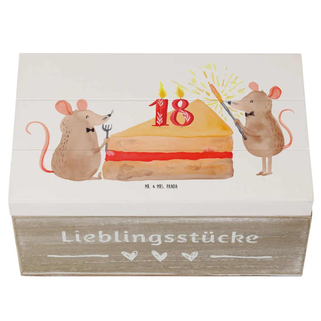 Holzkiste 18. Geburtstag Mäuse Kuchen Erinnerungsbox, Schatulle, Truhe, Kiste, Schatzkiste, Geschenkbox, XXL, Holzkiste, Geschenkdose, Erinnerungskiste, Dekokiste, Aufbewahrungsbox, Geburtstag, Geburtstagsgeschenk, Geschenk, Geburtstage, Maus, Geburtstagsfeier, Happy Birthday