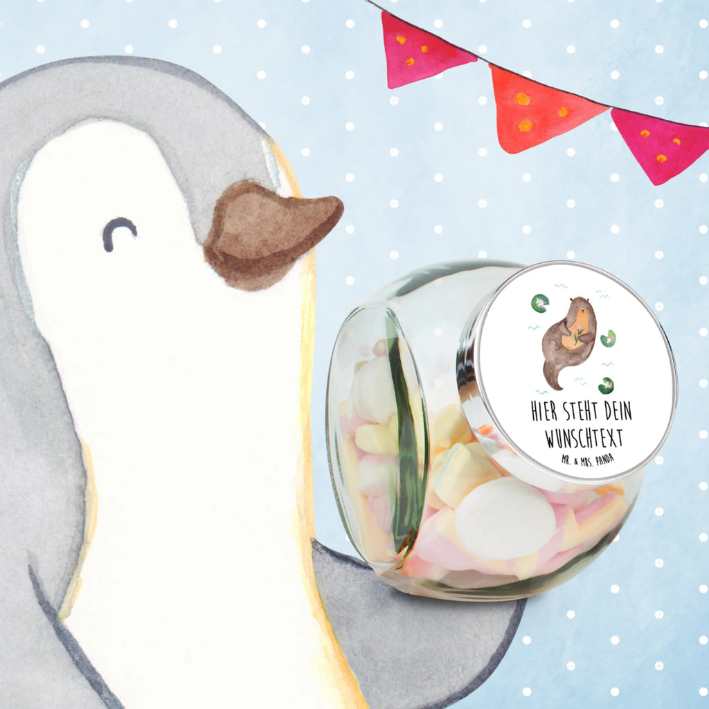 Personalized Candy Jar otter Water Lily otter, marten, sea otter, European otter, water mammal, aquatic animal, baby otter, predator, water, otter gifts, animal lover, gift ideas for animal lovers, animal, mammal, water animal, gifts for people in love