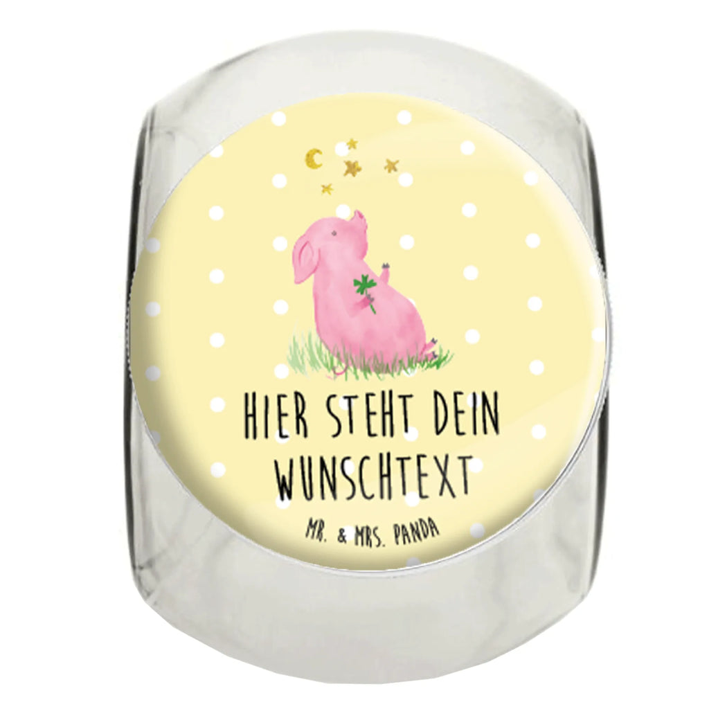 Personalized Candy Jar Pig Luck small animals, cute, funny, cute animal motives, hand drawn, small world, funny sayings, good mood, happy, gifts, gift ideas, special gifts, animal lover, card, stars, asterisks, pig, dreams, Lucky bastard. Luck, motivation, goals, lucky charm, piglet