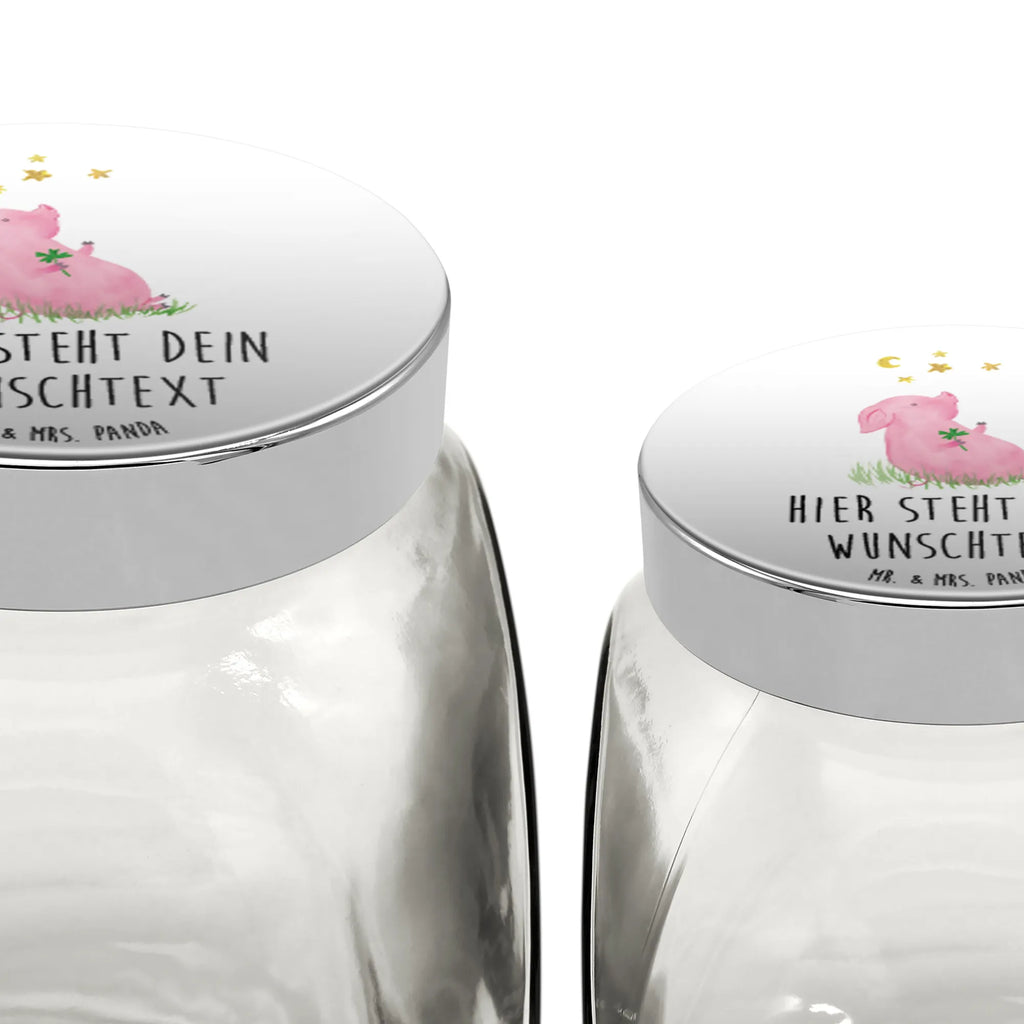 Personalized Candy Jar Pig Luck small animals, cute, funny, cute animal motives, hand drawn, small world, funny sayings, good mood, happy, gifts, gift ideas, special gifts, animal lover, card, stars, asterisks, pig, dreams, Lucky bastard. Luck, motivation, goals, lucky charm, piglet