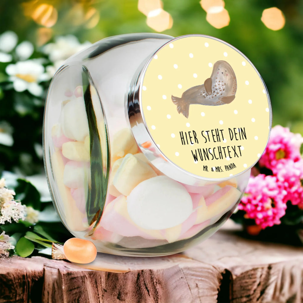 Personalized Candy Jar seal Laugh small animals, cute, funny, cute animal motives, hand drawn, small world, funny sayings, good mood, happy, gifts, gift ideas, special gifts, animal lover, card, Seals, North Sea, Seal, Baltic Sea, Sea animal, Beach