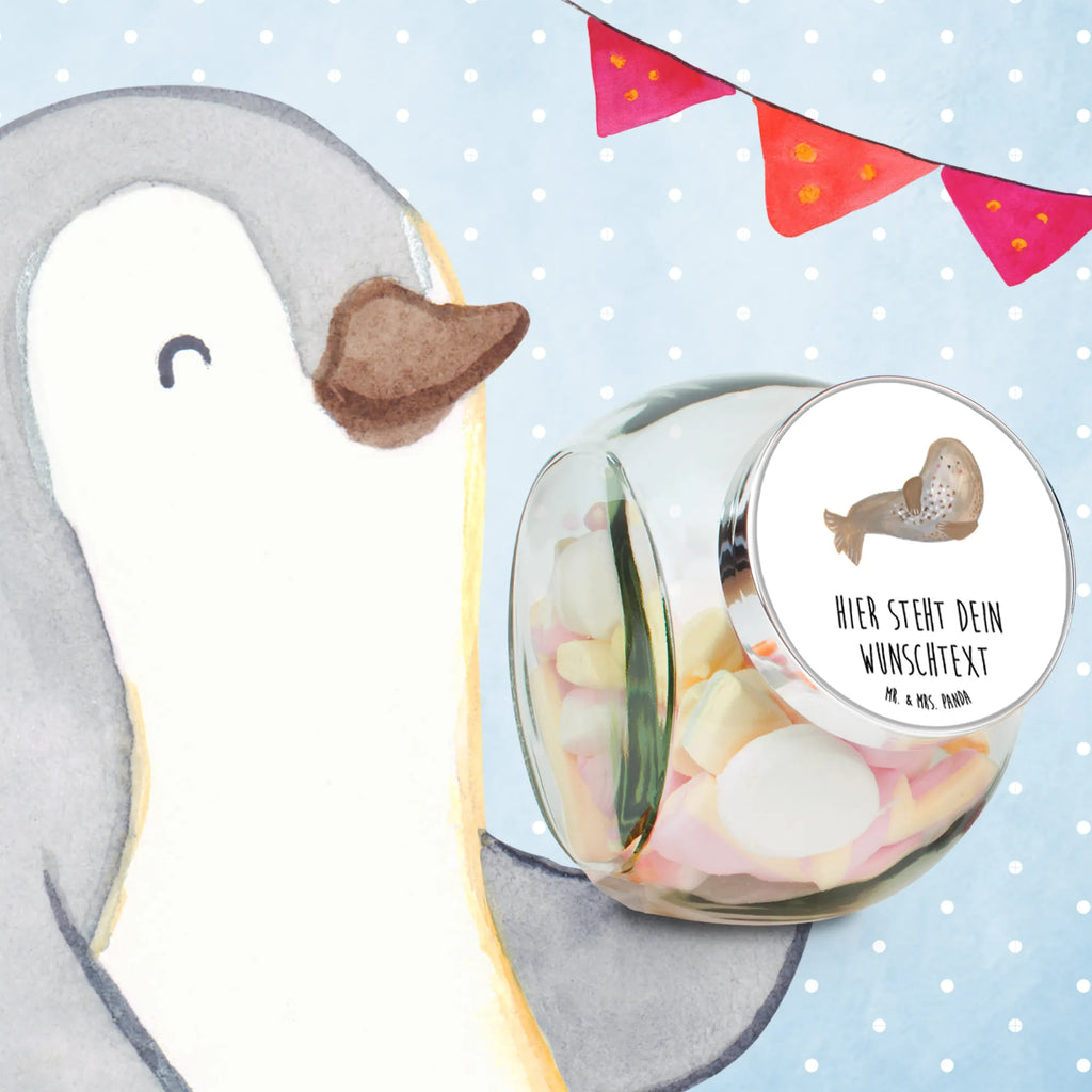 Personalized Candy Jar seal Laugh small animals, cute, funny, cute animal motives, hand drawn, small world, funny sayings, good mood, happy, gifts, gift ideas, special gifts, animal lover, card, Seals, North Sea, Seal, Baltic Sea, Sea animal, Beach