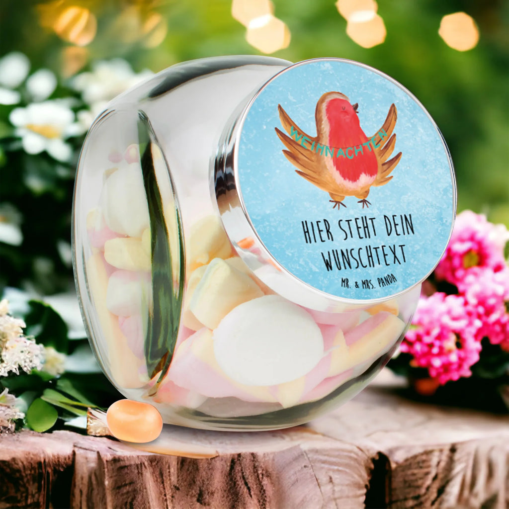 Personalized Candy Jar robin Christmas Winter, Christmas, Christmas time, snow, Merry Christmas, winter, Christmas motif, bird, xmas, Christmas greeting, Christmas Eve