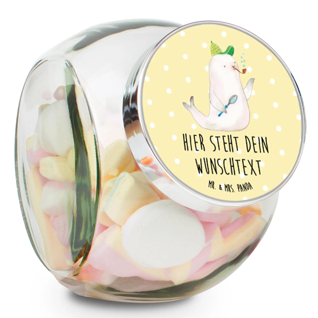 Personalized Candy Jar seal sherlock small animals, cute, funny, cute animal motives, hand drawn, small world, funny sayings, good mood, happy, gifts, gift ideas, special gifts, animal lover, card