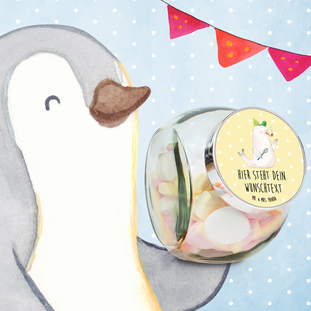 Personalized Candy Jar seal sherlock small animals, cute, funny, cute animal motives, hand drawn, small world, funny sayings, good mood, happy, gifts, gift ideas, special gifts, animal lover, card