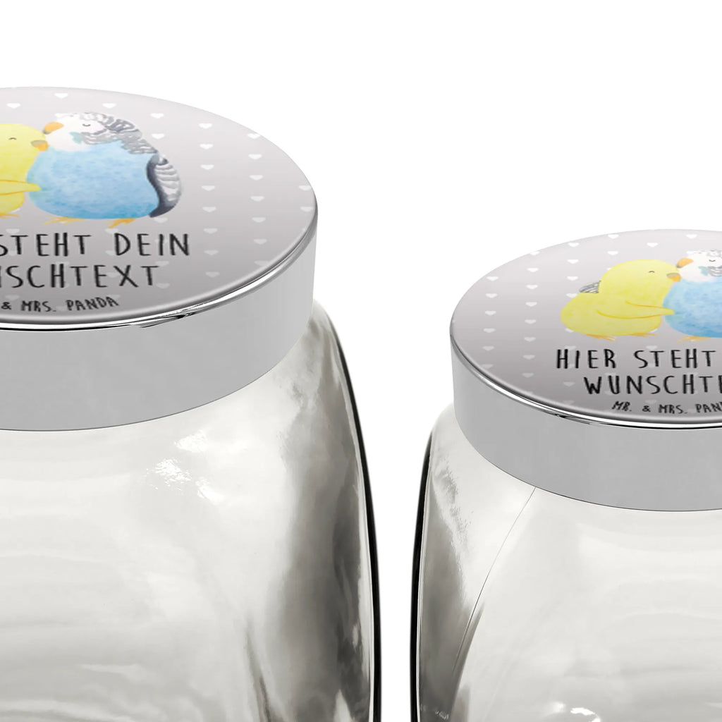 Personalized Candy Jar Parakeets in love Love, Loving, Two, Together, Marriage, Engagement, Proposal of marriage, Love gift, gift for her, gift for him, anniversary gift, birds, cuddling, budgie, love, trust, closeness