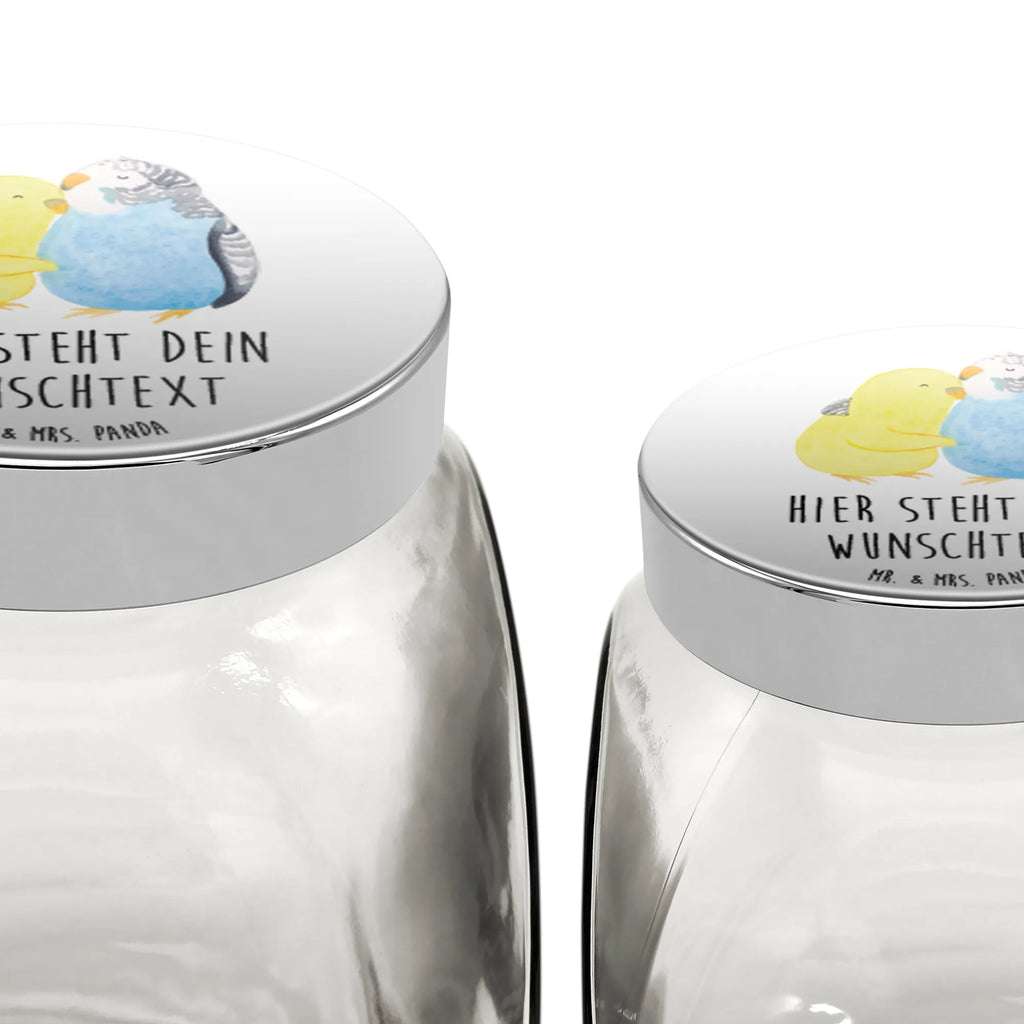 Personalized Candy Jar Parakeets in love Love, Loving, Two, Together, Marriage, Engagement, Proposal of marriage, Love gift, gift for her, gift for him, anniversary gift, birds, cuddling, budgie, love, trust, closeness