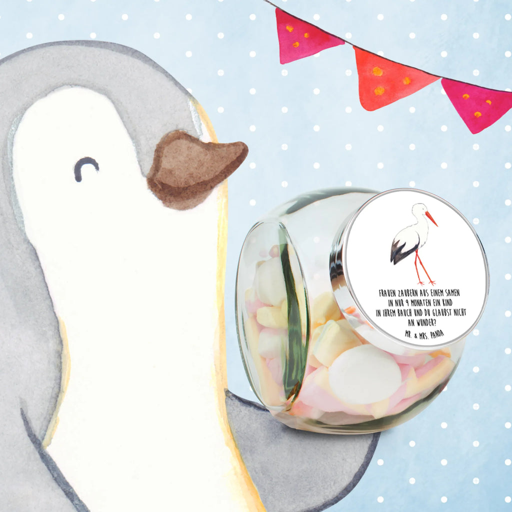 Słoik na cukierki Bocian Motywy zwierzęce, dobra energia, zabawne powiedzonka, zwierzęta