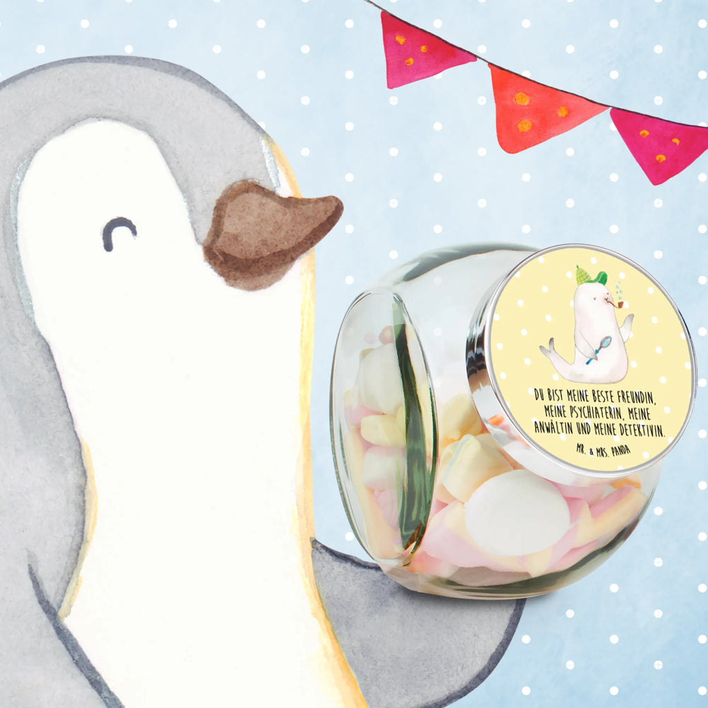 Candy Jar seal sherlock small animals, cute, funny, cute animal motives, hand drawn, small world, funny sayings, good mood, happy, gifts, gift ideas, special gifts, animal lover, card