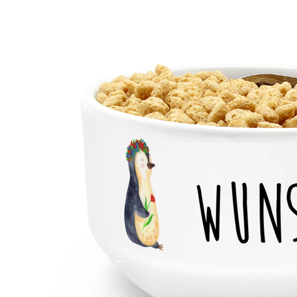 Personalized Muesli Bowl Penguin Flower porcelain bowl, soup bowl, breakfast bowl, muesli bowl, fruit bowl, snack bowl, ceramic bowl, salad bowl, personalized cereal bowl, dessert bowl, bowl, Penguin, North Pole, Winter, Penguins, goals, love of life, life, wreath of flowers, motivation, penguins, gift idea, lovesickness, goals in life, wishes, universe