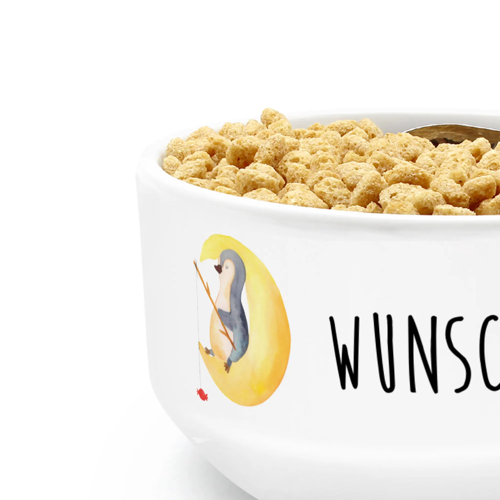 Personalized Muesli Bowl Penguin moon porcelain bowl, muesli bowl, dessert bowl, ceramic bowl, bowl, breakfast bowl, soup bowl, personalized cereal bowl, salad bowl, snack bowl, fruit bowl, Penguin, North Pole, Winter, Penguins, guest room, penguins, night's rest, sleep, saying, bedroom, falling asleep, insomnia