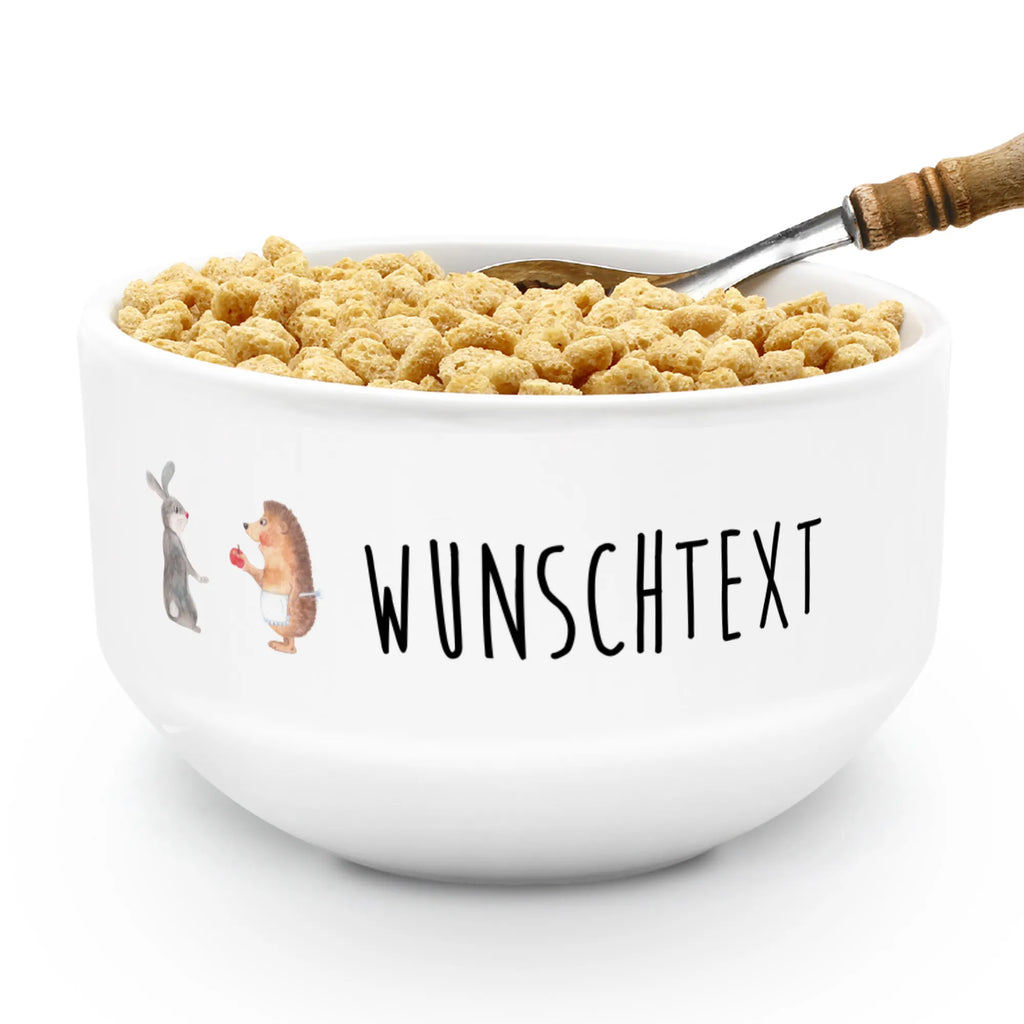 Personalized Muesli Bowl Hare Hedgehog snack bowl, personalized cereal bowl, ceramic bowl, bowl, fruit bowl, porcelain bowl, soup bowl, muesli bowl, dessert bowl, breakfast bowl, salad bowl, small animals, cute, funny, cute animal motives, hand drawn, small world, funny sayings, good mood, happy, gifts, gift ideas, special gifts, animal lover, card, romantic saying, pain of separation, love saying, consolation, Hedgehog, Hedgehog and hare, lovesickness gift, hare, heartache