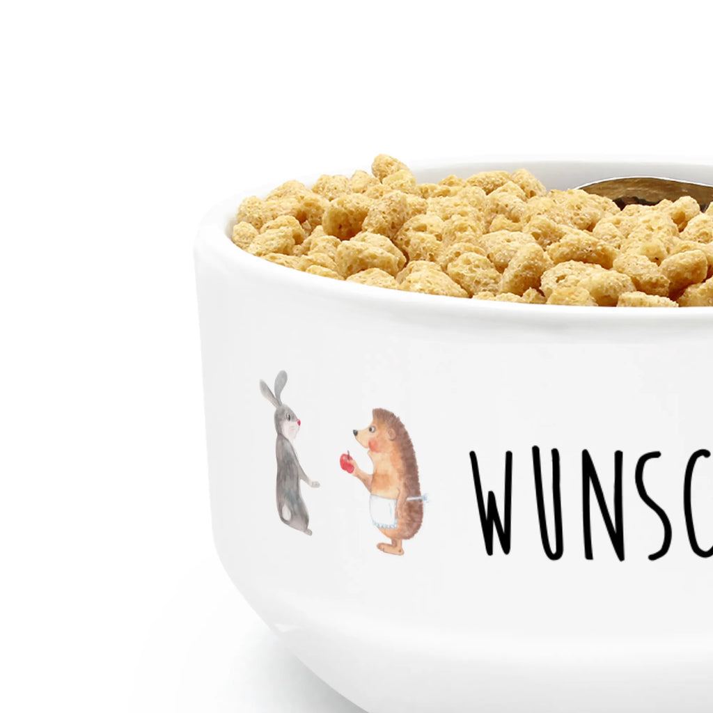 Personalized Muesli Bowl Hare Hedgehog snack bowl, personalized cereal bowl, ceramic bowl, bowl, fruit bowl, porcelain bowl, soup bowl, muesli bowl, dessert bowl, breakfast bowl, salad bowl, small animals, cute, funny, cute animal motives, hand drawn, small world, funny sayings, good mood, happy, gifts, gift ideas, special gifts, animal lover, card, romantic saying, pain of separation, love saying, consolation, Hedgehog, Hedgehog and hare, lovesickness gift, hare, heartache