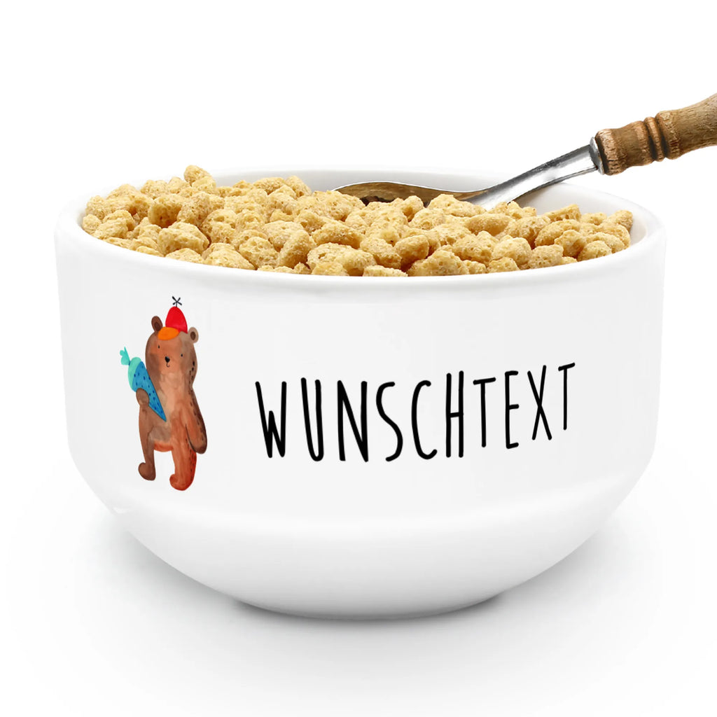 Personalized Muesli Bowl bear School cone muesli bowl, porcelain bowl, snack bowl, soup bowl, bowl, dessert bowl, ceramic bowl, breakfast bowl, salad bowl, fruit bowl, personalized cereal bowl, bear, teddy, teddy bear, cuddly toy, School bag, Primary school, Starting school, School enrolment gift, First day of school gift, School gift, Bear motif