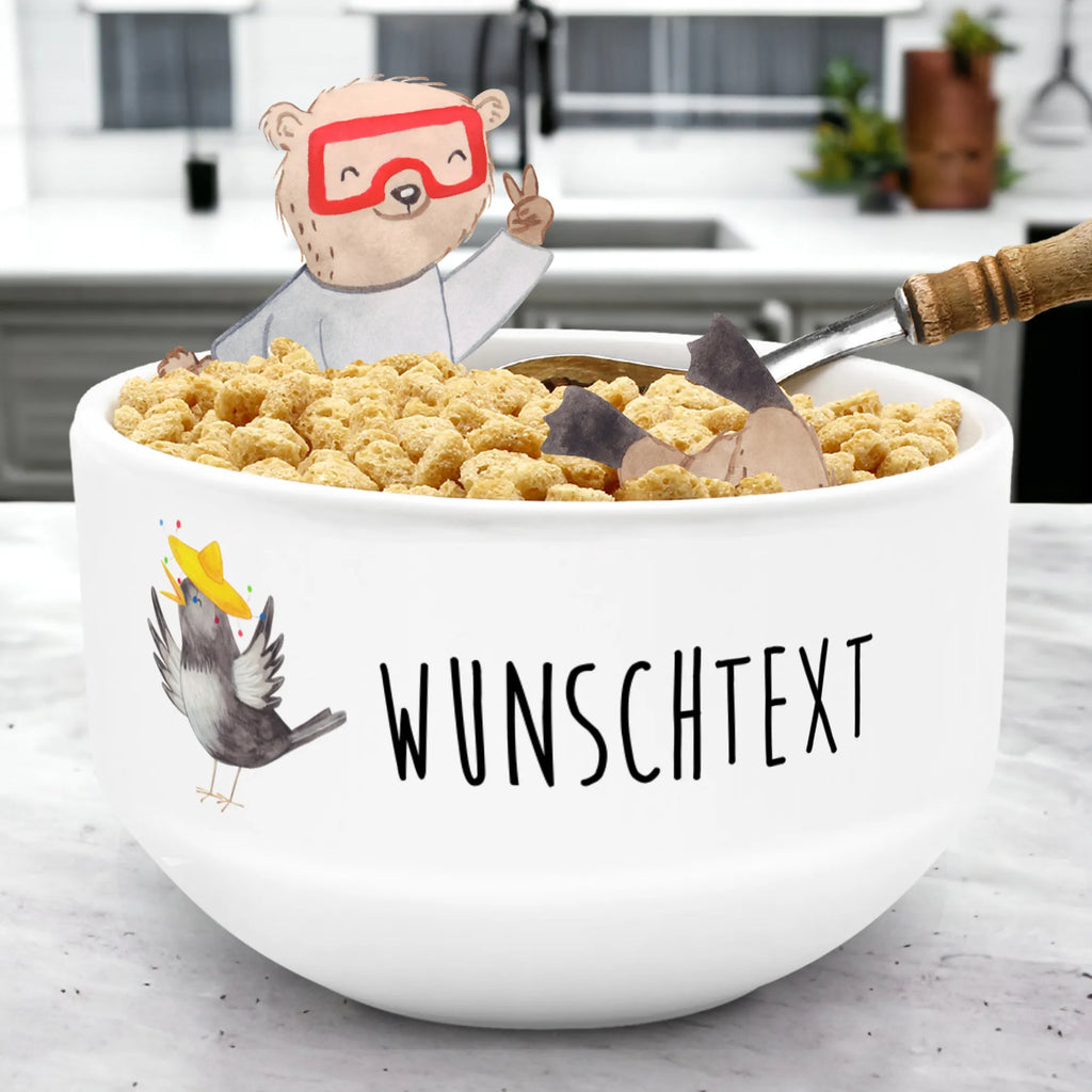 Personalized Muesli Bowl Crow sombrero bowl, dessert bowl, muesli bowl, ceramic bowl, personalized cereal bowl, salad bowl, snack bowl, soup bowl, fruit bowl, breakfast bowl, porcelain bowl, small animals, cute, funny, cute animal motives, hand drawn, small world, funny sayings, good mood, happy, gifts, gift ideas, special gifts, animal lover, card, Saying positive, Birds, Raven, Be happy, Motivation, Happiness Saying, Bird, Magpie