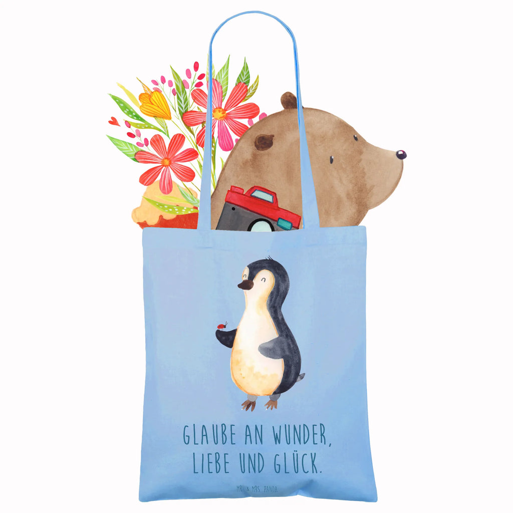 Tote bag Penguin ladybug Stoffbeutel, Badetasche, Strandtasche, Schultertasche, Shopper, Einkaufstasche, Umhängetasche, Beutel, Tragetasche, Einkaufstüte, Laptoptasche, Beuteltasche, Tasche, Stofftasche, Jutebeutel, Jutetasche, Pinguin, Lebensfreude, Liebe, Glück, Marienkäfer, Wunder, Pinguine, Freude