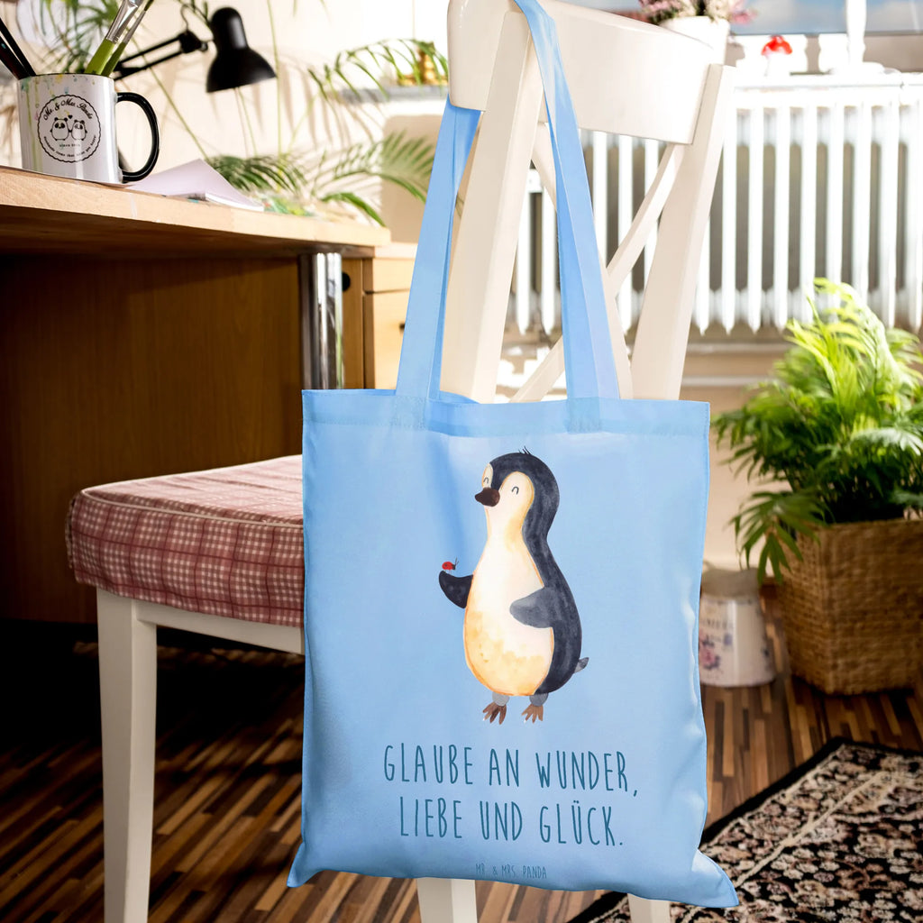 Tote bag Penguin ladybug Stoffbeutel, Badetasche, Strandtasche, Schultertasche, Shopper, Einkaufstasche, Umhängetasche, Beutel, Tragetasche, Einkaufstüte, Laptoptasche, Beuteltasche, Tasche, Stofftasche, Jutebeutel, Jutetasche, Pinguin, Lebensfreude, Liebe, Glück, Marienkäfer, Wunder, Pinguine, Freude