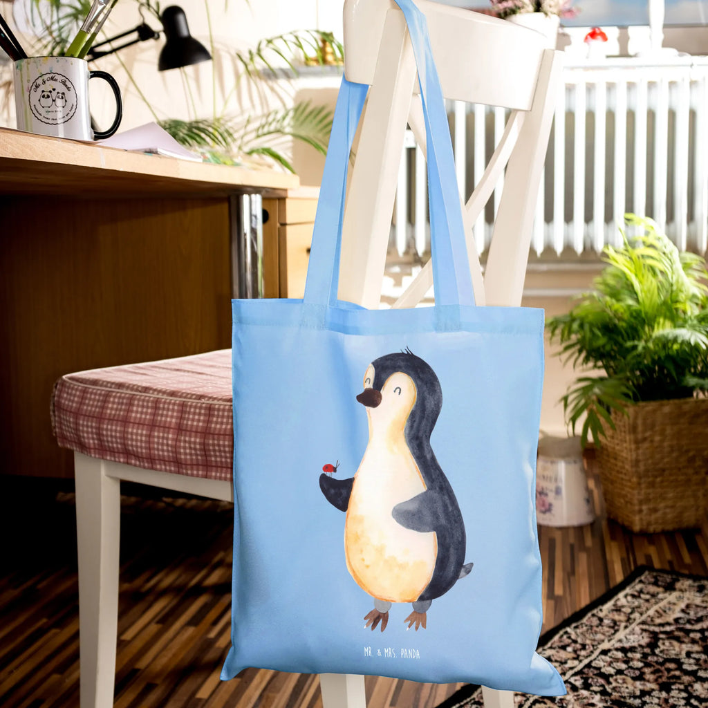 Tote bag Penguin ladybug Stoffbeutel, Badetasche, Strandtasche, Schultertasche, Shopper, Einkaufstasche, Umhängetasche, Beutel, Tragetasche, Einkaufstüte, Laptoptasche, Beuteltasche, Tasche, Stofftasche, Jutebeutel, Jutetasche, Pinguin, Lebensfreude, Liebe, Glück, Marienkäfer, Wunder, Pinguine, Freude