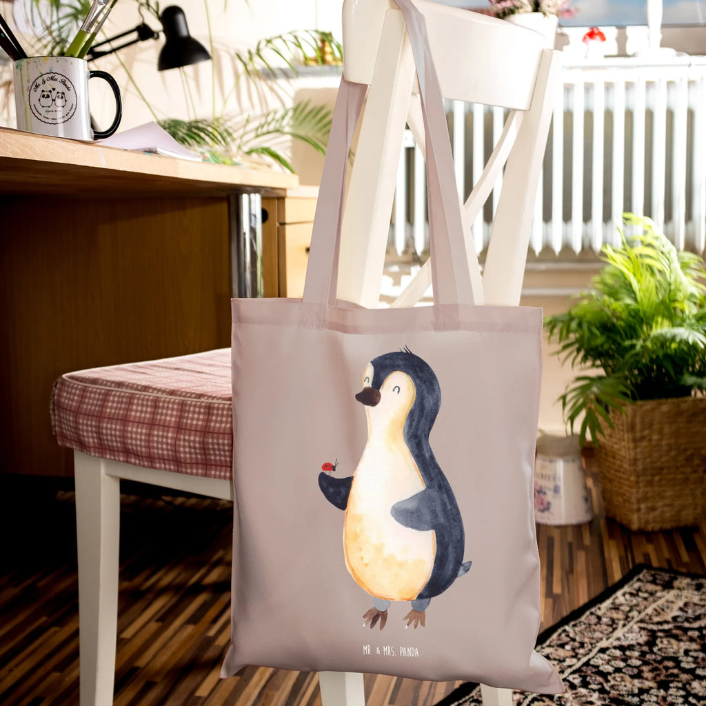 Tote bag Penguin ladybug Stoffbeutel, Badetasche, Strandtasche, Schultertasche, Shopper, Einkaufstasche, Umhängetasche, Beutel, Tragetasche, Einkaufstüte, Laptoptasche, Beuteltasche, Tasche, Stofftasche, Jutebeutel, Jutetasche, Pinguin, Lebensfreude, Liebe, Glück, Marienkäfer, Wunder, Pinguine, Freude
