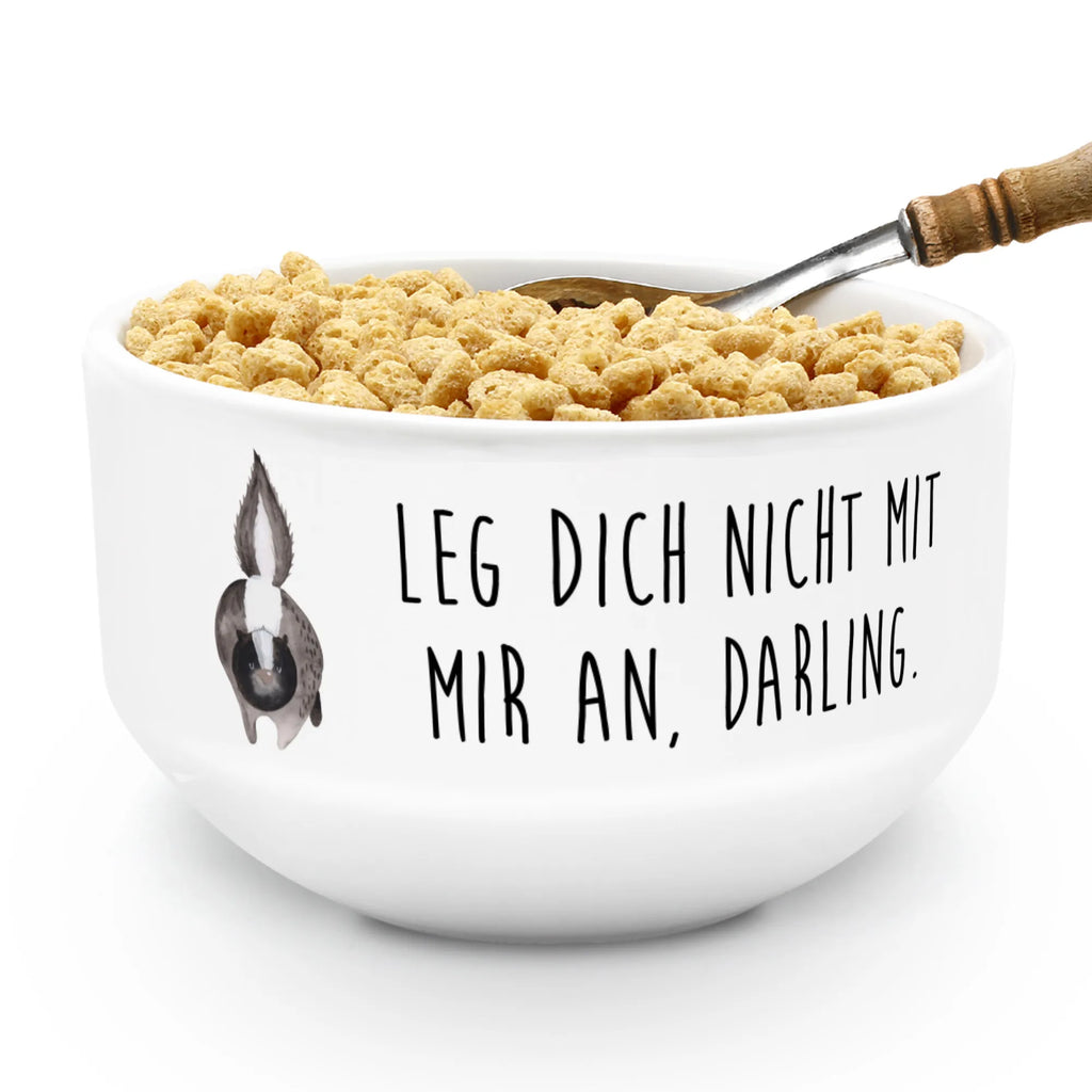 Muesli Bowl skunk attack salad bowl, fruit bowl, bowl, porcelain bowl, dessert bowl, soup bowl, snack bowl, cereal dish, ceramic bowl, cereal bowl, breakfast bowl, Skunk, stinky, wild animal, stinker, threatening, angry, predator, skunk