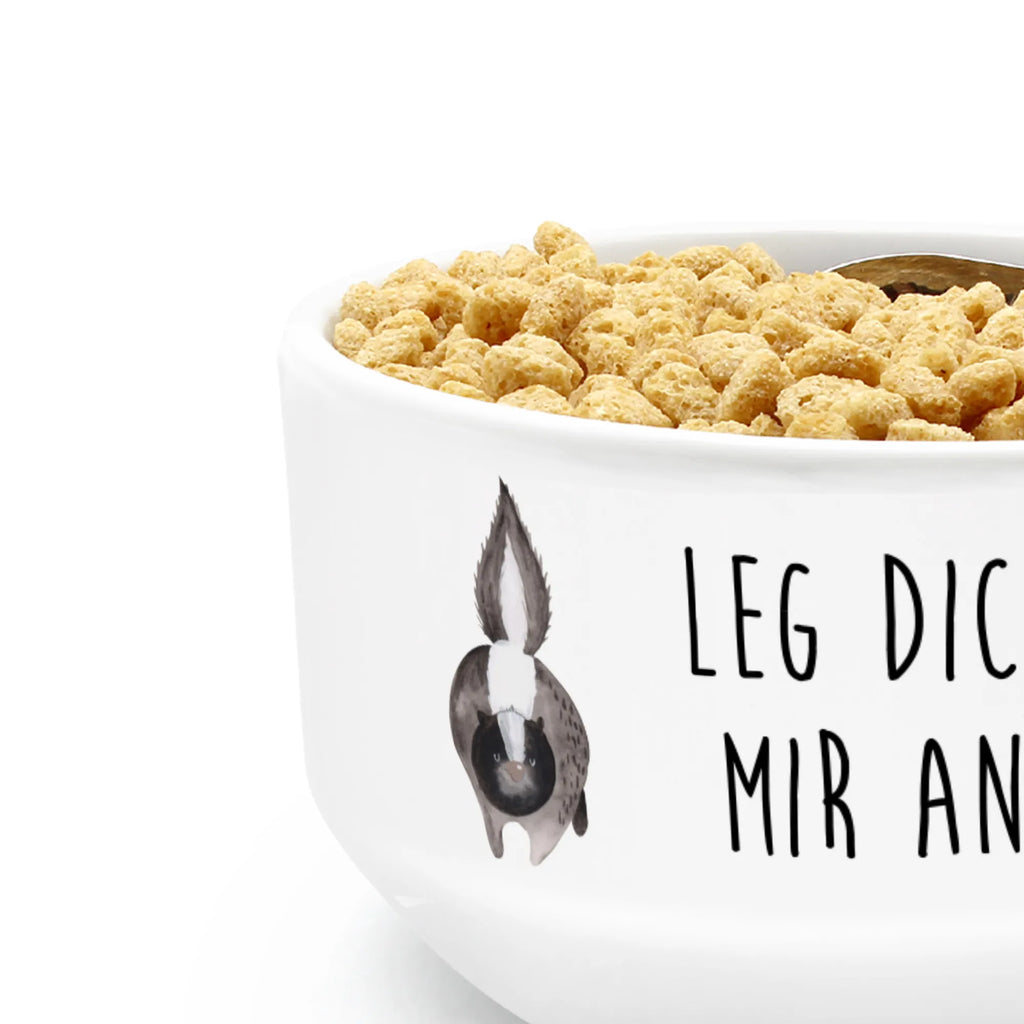 Muesli Bowl skunk attack salad bowl, fruit bowl, bowl, porcelain bowl, dessert bowl, soup bowl, snack bowl, cereal dish, ceramic bowl, cereal bowl, breakfast bowl, Skunk, stinky, wild animal, stinker, threatening, angry, predator, skunk