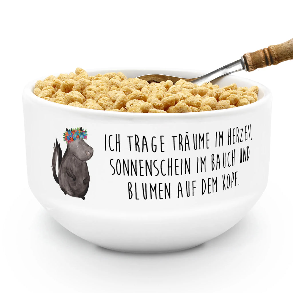 Muesli Bowl skunk Girl salad bowl, porcelain bowl, bowl, breakfast bowl, snack bowl, ceramic bowl, cereal dish, soup bowl, dessert bowl, fruit bowl, cereal bowl, Skunk, Yoga, Love, Predator, Wild animal, Laugh, Stinker, Namaste, Stinky, Live