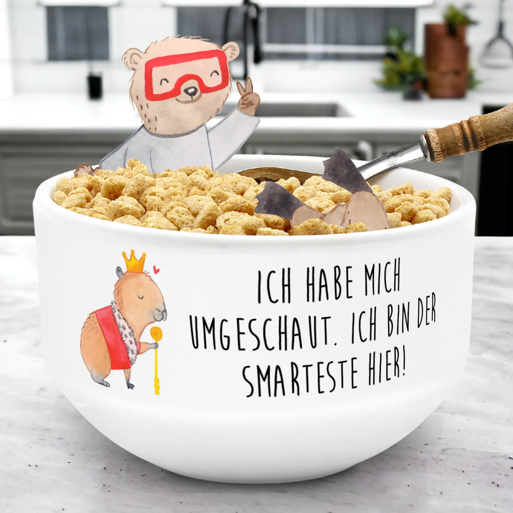 Muesli Bowl Capybara King cereal dish, ceramic bowl, soup bowl, salad bowl, fruit bowl, porcelain bowl, dessert bowl, bowl, breakfast bowl, snack bowl, cereal bowl, small animals, cute, funny, cute animal motives, hand drawn, small world, funny sayings, good mood, happy, gifts, gift ideas, special gifts, animal lover, card