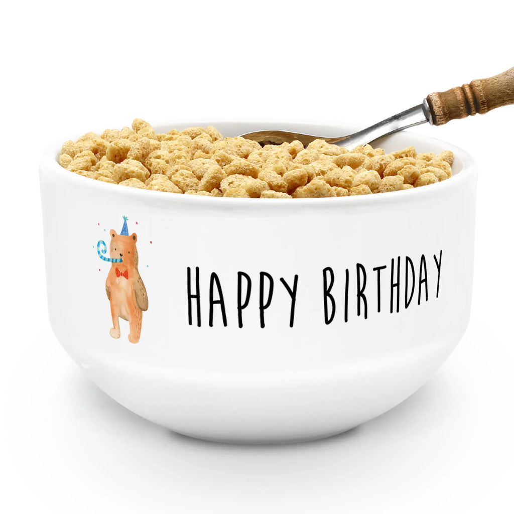Muesli Bowl bear Birthday cereal bowl, dessert bowl, salad bowl, cereal dish, ceramic bowl, fruit bowl, porcelain bowl, bowl, snack bowl, breakfast bowl, soup bowl, bear, teddy, teddy bear, cuddly toy, Happy birthday