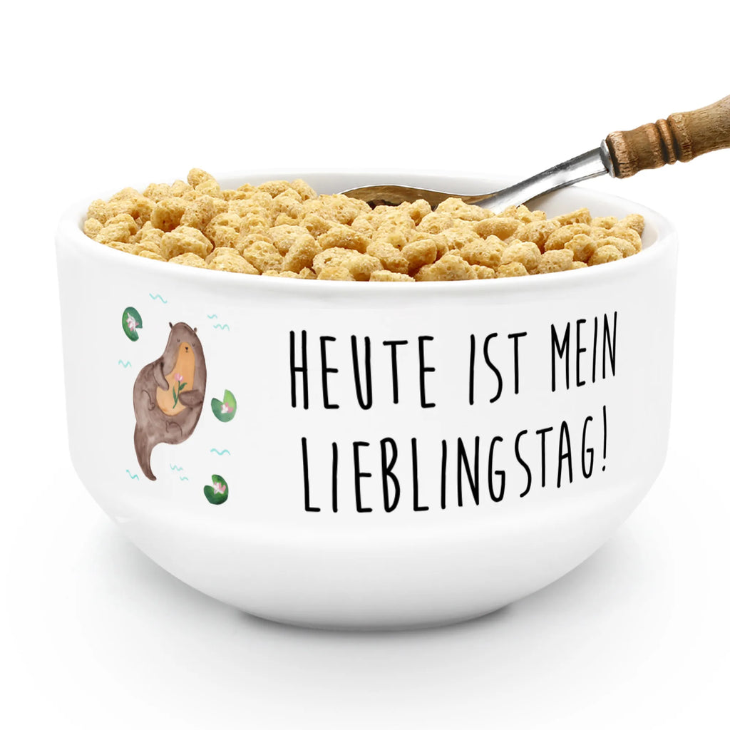 Muesli Bowl otter Water Lily dessert bowl, cereal bowl, porcelain bowl, ceramic bowl, bowl, cereal dish, breakfast bowl, snack bowl, soup bowl, salad bowl, fruit bowl, otter, marten, sea otter, European otter, water mammal, aquatic animal, baby otter, predator, water, otter gifts, animal lover, gift ideas for animal lovers, animal, mammal, water animal, gifts for people in love