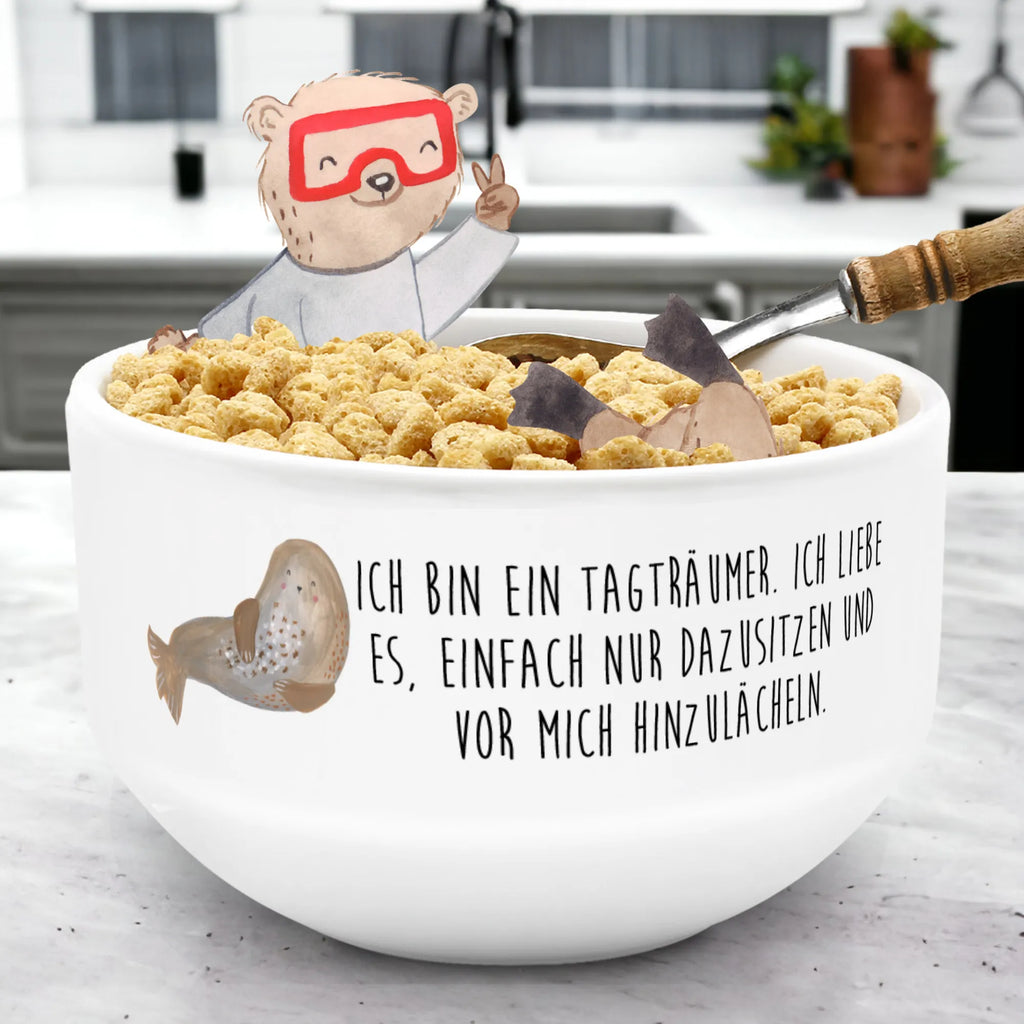 Muesli Bowl seal Laugh breakfast bowl, cereal bowl, dessert bowl, cereal dish, salad bowl, porcelain bowl, soup bowl, ceramic bowl, snack bowl, fruit bowl, bowl, small animals, cute, funny, cute animal motives, hand drawn, small world, funny sayings, good mood, happy, gifts, gift ideas, special gifts, animal lover, card, Seal, Beach, Sea animal, North Sea, Baltic Sea, Seals