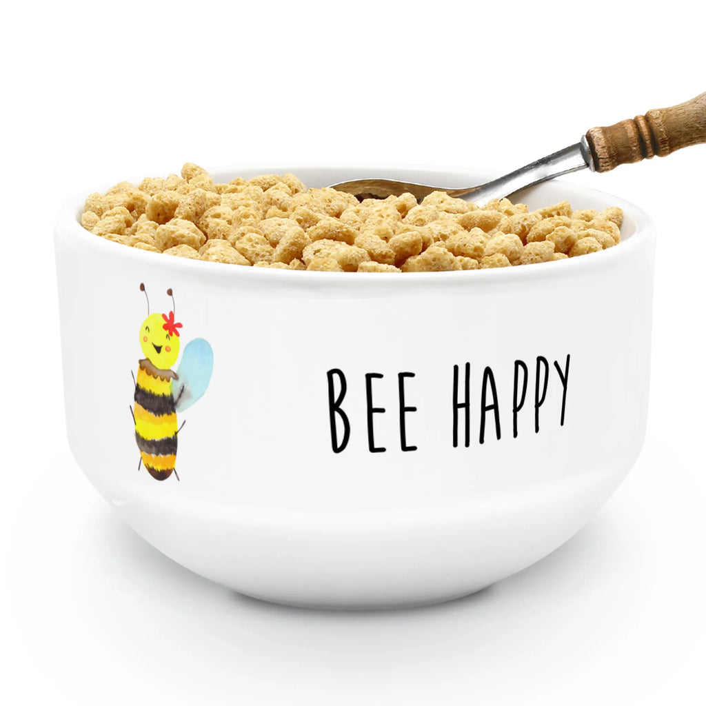 Muesli Bowl bee happy bowl, fruit bowl, cereal bowl, cereal dish, soup bowl, dessert bowl, breakfast bowl, porcelain bowl, snack bowl, salad bowl, ceramic bowl, Bee, wasp, bumblebee