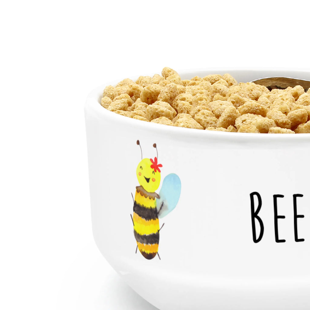 Muesli Bowl bee happy bowl, fruit bowl, cereal bowl, cereal dish, soup bowl, dessert bowl, breakfast bowl, porcelain bowl, snack bowl, salad bowl, ceramic bowl, Bee, wasp, bumblebee