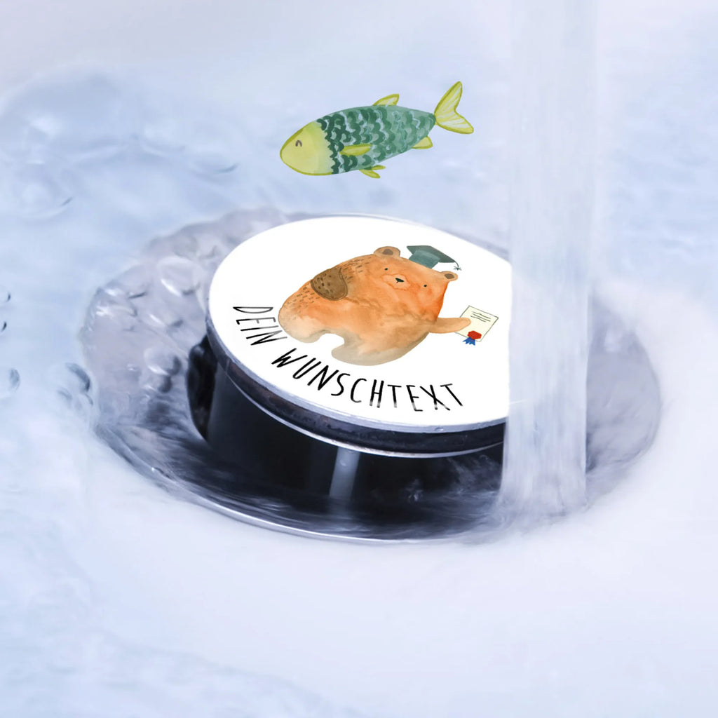 Personalized sink plug bear Test bear, teddy, teddy bear, cuddly toy, examinations, degree, examination passed, diploma, Abitur, certificate