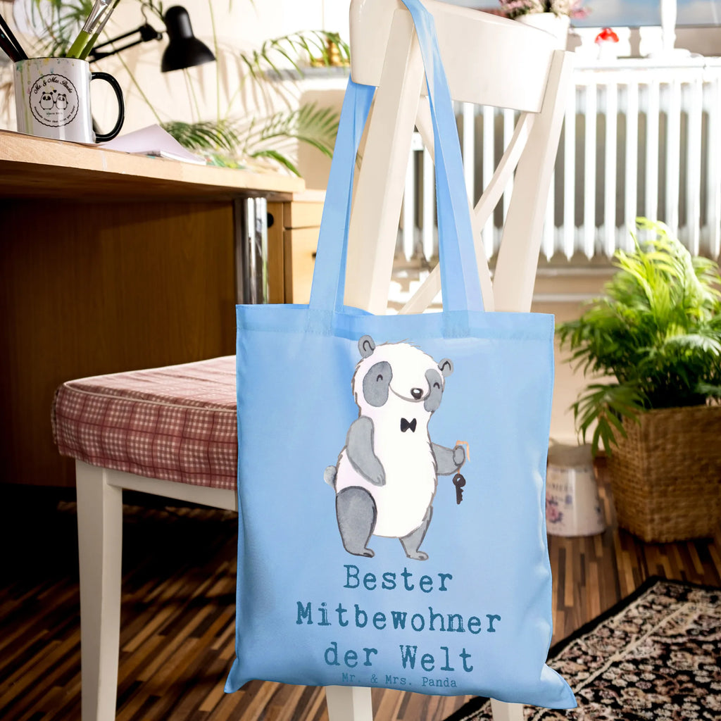 Tote bag panda Best roommate in the world pouch, cloth bag, shoulder bag, Carrier bag, cotton bag, bag, shopping bag, shopper, jute bag, for, thank you, gift, giving, birthday, birthday present, gift idea, souvenir, make you happy, gift tip, roommate, flat share, Roommate, flat share resident