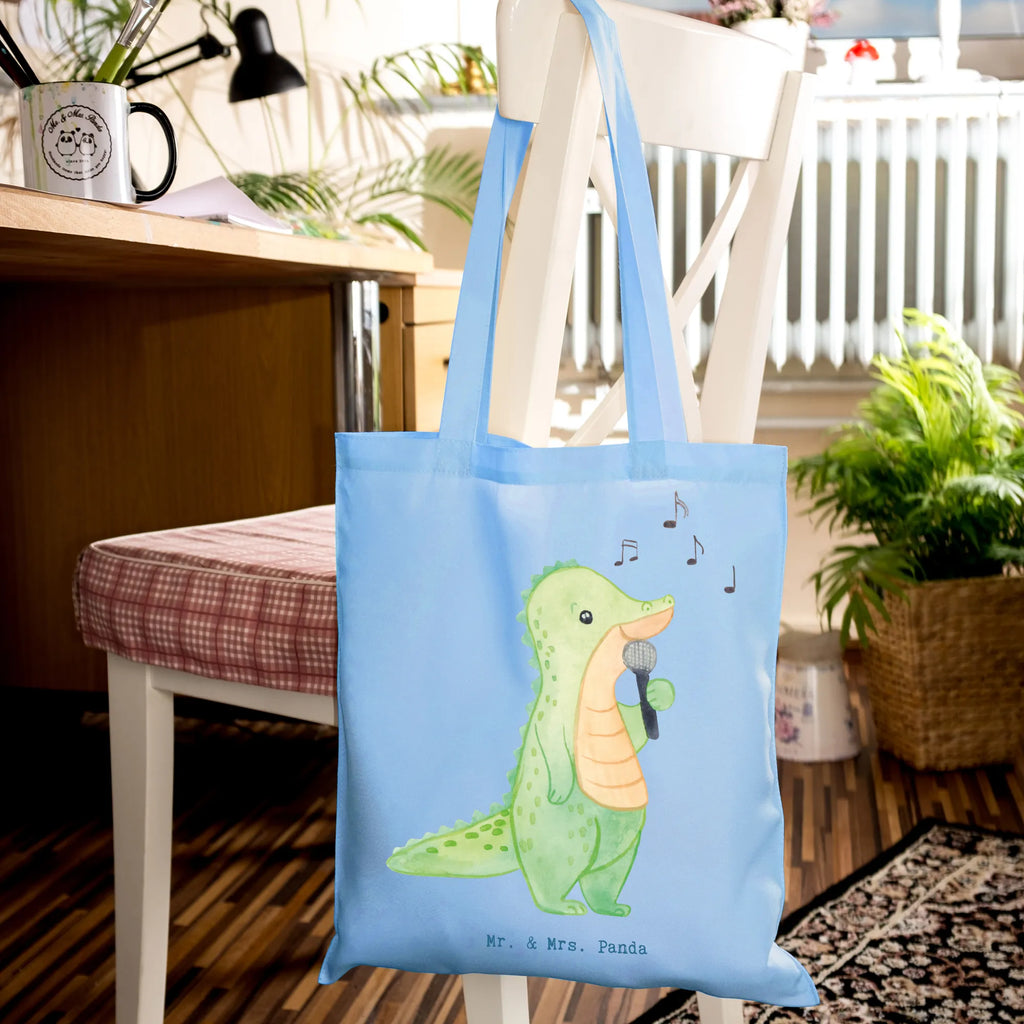 Tote bag crocodile To sing shoulder bag, bag, shopping bag, pouch, shopper, cloth bag, Carrier bag, cotton bag, jute bag, Gift, sport, hobby, giving, thank you, award, profit, athlete, vocals, band, Singing, live performance, hobby singers