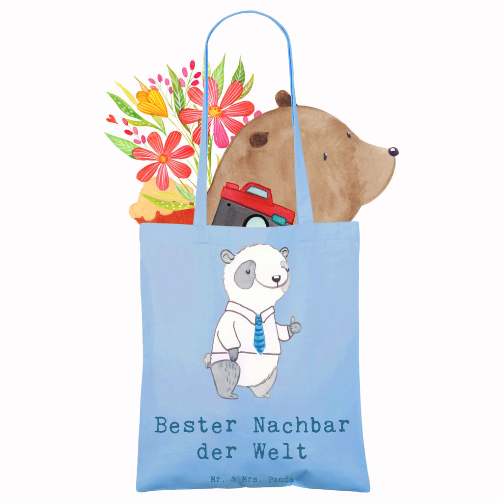 Tragetasche Panda Bester Nachbar der Welt Shopper, Jutebeutel, Beuteltasche, Beutel, Strandtasche, Badetasche, Tasche, Stofftasche, Laptoptasche, Stoffbeutel, Tragetasche, Schultertasche, Einkaufstüte, Einkaufstasche, Umhängetasche, Jutetasche, für, Dankeschön, Geschenk, Schenken, Geburtstag, Geburtstagsgeschenk, Geschenkidee, Danke, Bedanken, Mitbringsel, Freude machen, Geschenktipp, Nachbarschaft, Nachbar, Angrenzer, Anwohner, Freundschaft, Nachbarn, Freund, Bewohner