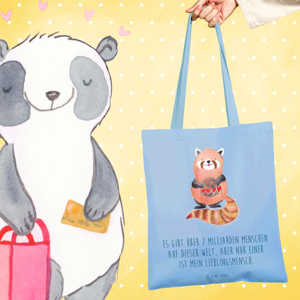 Tote bag red panda Stoffbeutel, Beuteltasche, Shopper, Einkaufstüte, Beutel, Umhängetasche, Einkaufstasche, Badetasche, Stofftasche, Jutebeutel, Schultertasche, Tragetasche, Laptoptasche, Jutetasche, Tasche, Strandtasche, Tiermotive, Gute Laune, lustige Sprüche, Tiere, Panda, Rot, Liebling, Lieblingsmensch, Liebe, Herz
