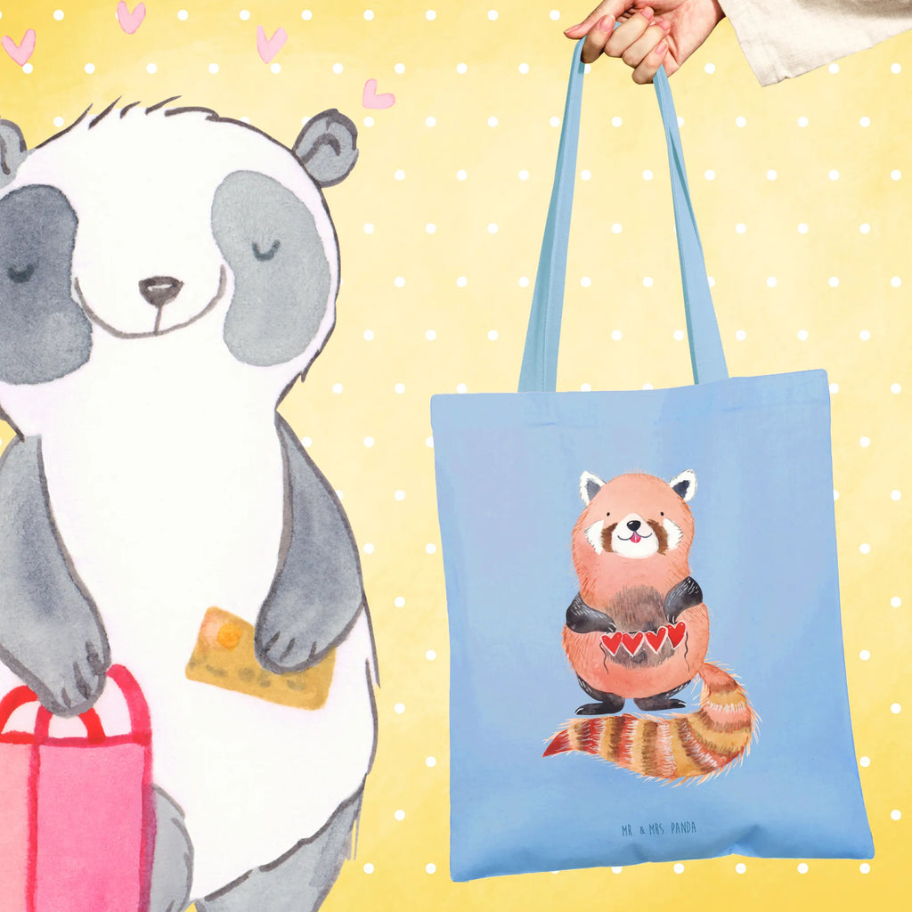 Tote bag red panda Stoffbeutel, Beuteltasche, Shopper, Einkaufstüte, Beutel, Umhängetasche, Einkaufstasche, Badetasche, Stofftasche, Jutebeutel, Schultertasche, Tragetasche, Laptoptasche, Jutetasche, Tasche, Strandtasche, Tiermotive, Gute Laune, lustige Sprüche, Tiere, Panda, Rot, Liebling, Lieblingsmensch, Liebe, Herz