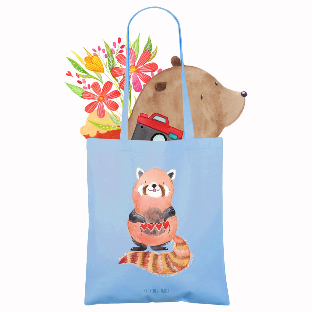 Tote bag red panda Stoffbeutel, Beuteltasche, Shopper, Einkaufstüte, Beutel, Umhängetasche, Einkaufstasche, Badetasche, Stofftasche, Jutebeutel, Schultertasche, Tragetasche, Laptoptasche, Jutetasche, Tasche, Strandtasche, Tiermotive, Gute Laune, lustige Sprüche, Tiere, Panda, Rot, Liebling, Lieblingsmensch, Liebe, Herz
