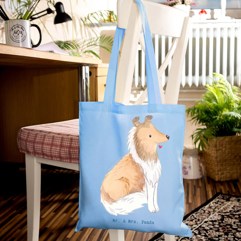 Tote bag Long-haired Collie Moment Stoffbeutel, Tasche, Laptoptasche, Einkaufstüte, Jutetasche, Schultertasche, Umhängetasche, Strandtasche, Einkaufstasche, Shopper, Tragetasche, Beutel, Stofftasche, Jutebeutel, Beuteltasche, Badetasche, Hund, Hunderasse, Rassehund, Hundebesitzer, Geschenk, Tierfreund, Schenken, Welpe, Langhaar Collie, britischer Hütehund
