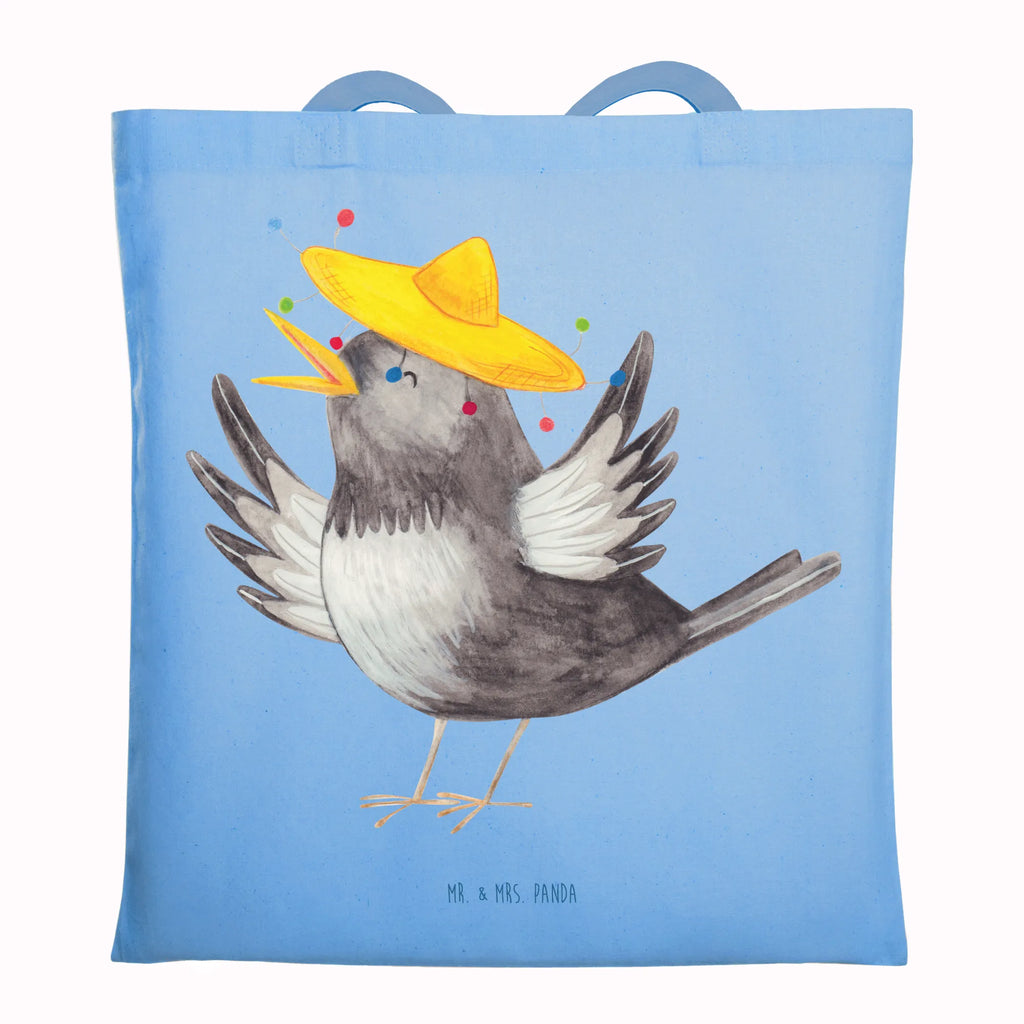 Tragetasche Rabe Sombrero Baumwolltasche, tote bag, Tüte, Strandtasche, uni tasche, Einkaufsbeutel, Tasche, Stoffbeutel, Einkaufstasche, Leinentasche, Stofftasche, bedruckte tasche, Jutebeutel, unitasche, Jutetasche, Badetasche, Statementbeutel, Beutel, Beuteltasche, Umhängetasche, Tragetasche, Henkeltasche, Schultertasche, Alltagstasche, Einkaufstüte, Schultasche, büchertasche, shopping tasche, Laptoptasche, Shopper, baumwollbeutel, Tiere, lustige Sprüche, Gute Laune, Tiermotive, froh, Motivation, Vogel, Elster, Vögel, glücklich sein, Spruch positiv, fröhlich sein, Glück Spruch, Rabe
