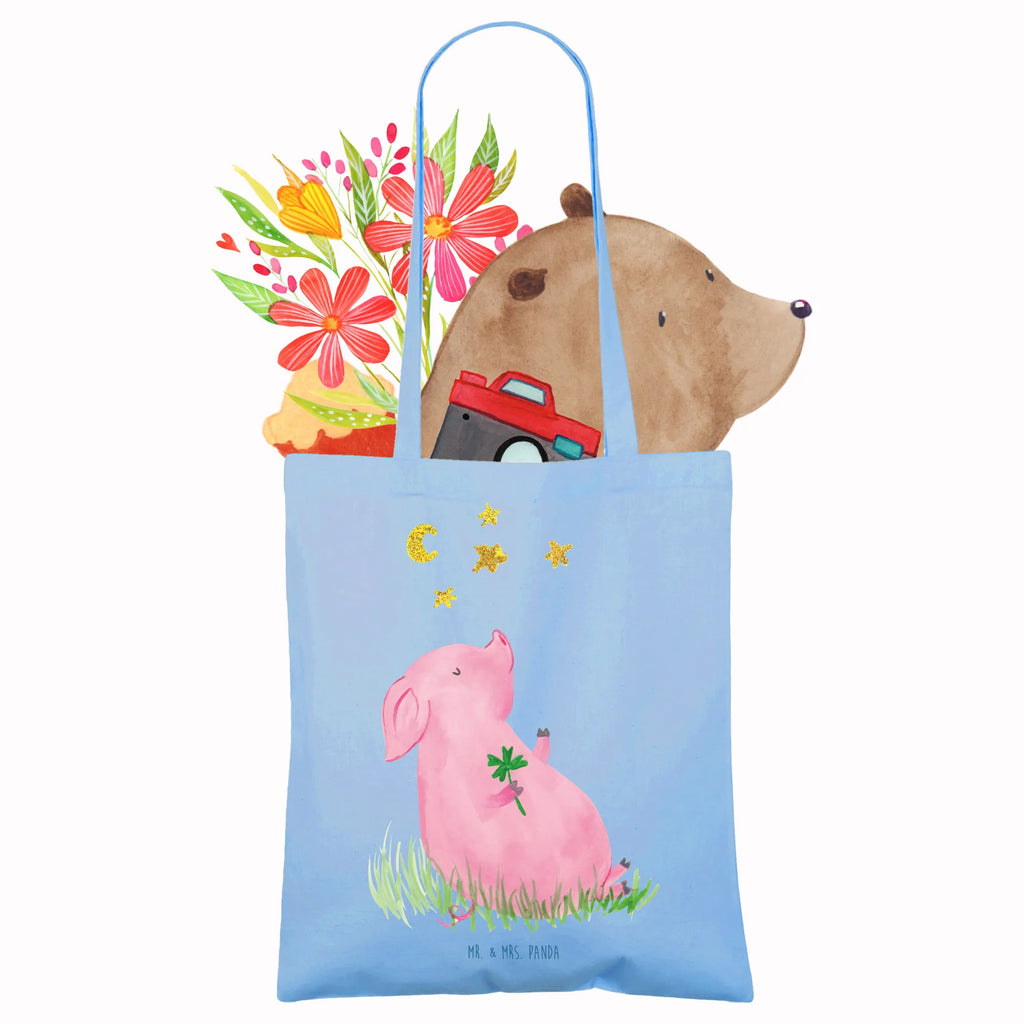 Tote bag Pig Luck cloth bag, bag, shopper, shopping bag, jute bag, pouch, Carrier bag, shoulder bag, cotton bag, small animals, cute, funny, cute animal motives, hand drawn, small world, funny sayings, good mood, happy, gifts, gift ideas, special gifts, animal lover, card, motivation, goals, lucky charm, asterisks, piglet, pig, stars, Lucky bastard. Luck, dreams