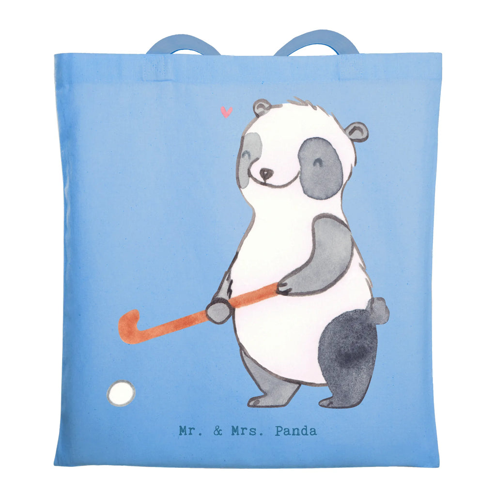 Tragetasche Panda Hockey spielen Beutel, Tasche, Jutetasche, Umhängetasche, Stoffbeutel, Strandtasche, Einkaufstüte, Beuteltasche, Einkaufstasche, Laptoptasche, Badetasche, Shopper, Stofftasche, Jutebeutel, Tragetasche, Schultertasche, Geschenk, Sport, Sportart, Hobby, Schenken, Danke, Dankeschön, Auszeichnung, Gewinn, Sportler, Feldhockey, Hockey spielen, Hockey Verein, Hockeyschläger